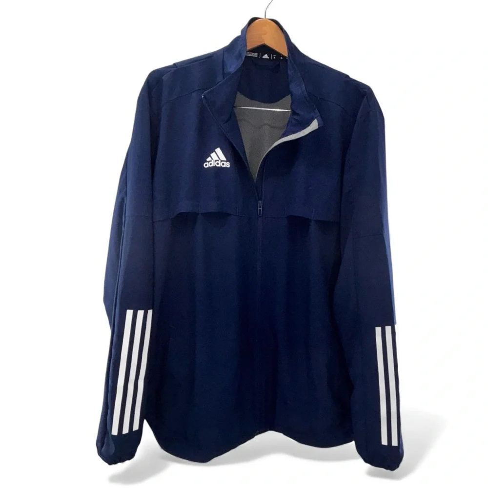 adidas Mens XL Navy Soccer Training Jacket Blokecore Coach Windbreaker